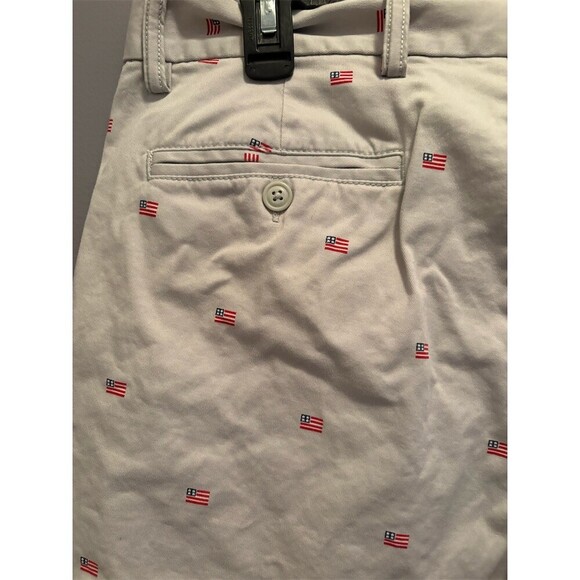 Old Navy Chino Shorts Men's 34 Light Gray American Flag Print Slim Fit - Picture 7 of 10